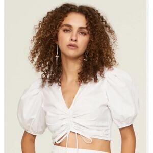 Derek Lam Collective x RTR White Puff Sleeve Crop Top Cottagecore Size 44 (US 8)